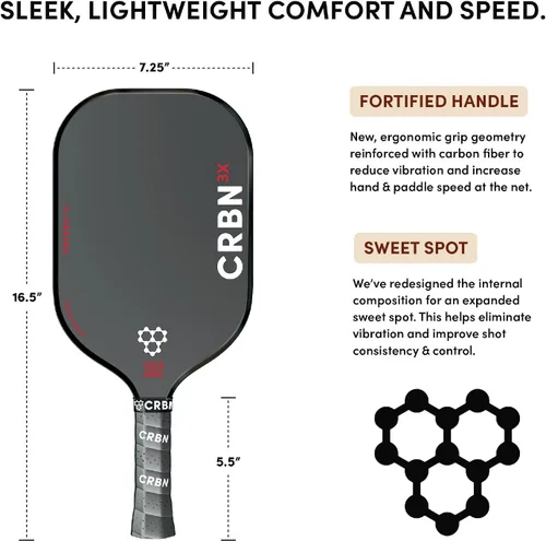 Vista 4 de CRBN Pickleball - X Series Power Paddle CRBN3X