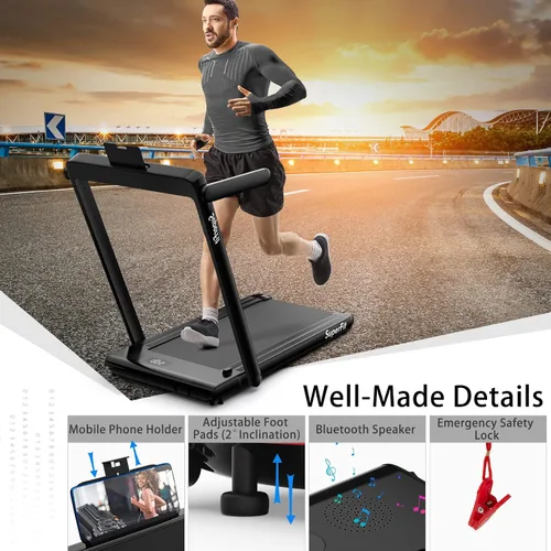 Vista 7 de Goplus 2 in 1 Folding Treadmill, 2.25HP Superfit Under Desk Electric Treadmill, Installation-Free with Remote Control, APP Control and LED Display