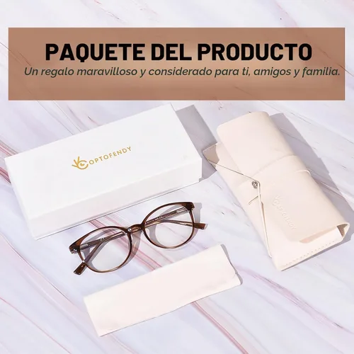 Vista 6 de Gafas de lectura bifocales para mujer, lentes TR90 redondos transparentes con bloqueo de luz azul para computadora con bisagra de resorte Café
