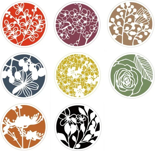 Vista 5 de Paquete de 8 plantillas de pintura floral – Plantillas redondas huecas reutilizables para manualidades, arte de pared, lienzo y decoración de tela