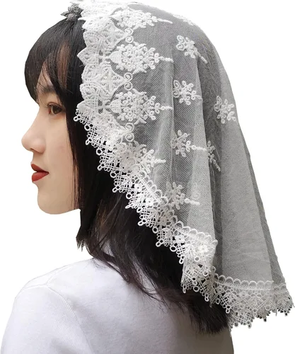 Vista 2 de FANFAN Mantilla Veil - Funda para cabeza de encaje católico para mujer
