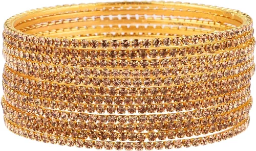 Vista 8 de Efulgenz - Brazalete con estrás indio de cristal CZ, brazalete nupcial de Bollywood para joyería de mujer Dorado
