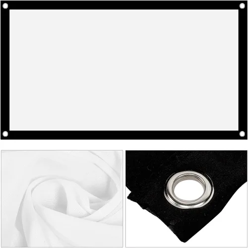 Vista 5 de VBESTLIFE Pantalla de proyección, portátil 16:9 plegable, sin arrugas, cortina blanca con agujeros para colgar para acampar al aire libre película