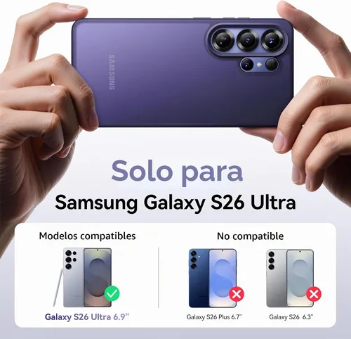 Vista 4 de CASEKOO - Carcasa para Samsung Galaxy S26 Ultra de 6.9" violeta Camera Guard, 16FT Military Protection, Anti-Fingerprint, Slim Matte Translucent
