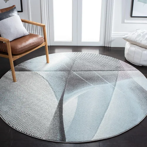 Vista 10 de SAFAVIEH Hollywood Collection - Alfombra decorativa de 2 pies 3 pulgadas x 4 pies, beige y azul, diseño moderno de mediados de siglo, no desprende