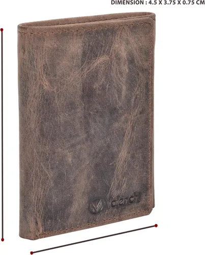 Vista 4 de Cartera Trifold de cuero RFID con 9 ranuras para tarjetas, bolsillo de moneda de bolsillo de 2 notas y ventana de identificación