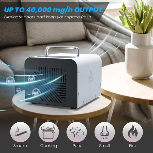 Vista 2 de Generador de ozono - 100,000 mg- Eliminador de olores de ozono premium para uso doméstico y comercial, máquina de ozono portátil, eliminación