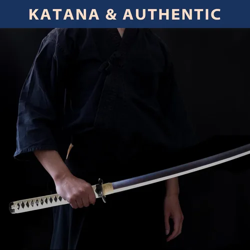 Vista 9 de entez Handcrafted Samurai Katana - Premium Damascus/T10 Clay Tempered Blades - Sharp Functional Japanese Swords, Full Tang