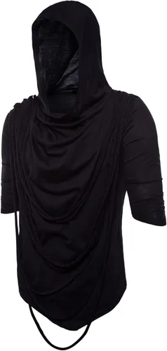 Vista 2 de Camisetas de cuello alto asimétrico para hombre, dobladillo irregular, hip hop, sudadera con capucha hipster
