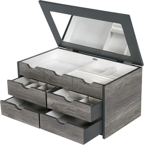 Vista 4 de Mele Co Coventry - Joyero de madera con acabado en color gris oscuro