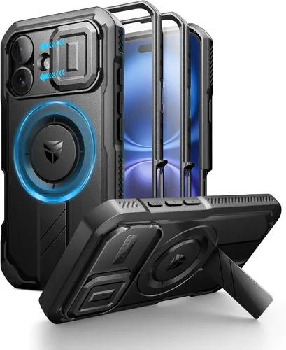 Vista 79 de Dexnor - Funda para iPhone 12 & iPhone 12 Pro con tapa deslizante para cámara, soporte ajustable y protector de pantalla integrado, carcasa