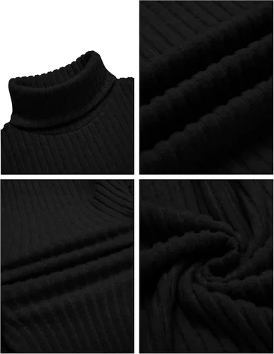 Vista 3 de Ekouaer Camisetas de cuello alto para hombre, camisa de manga larga, térmicas, ligeras, de capa base, acanaladas, suéteres sin botones, tallas S-XXL