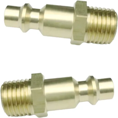Vista 2 de Accesorios de manguera de aire de 1/4", tapones de aire de latón, accesorios de conexión rápida para compresor de aire macho NPT, kit de 10 piezas