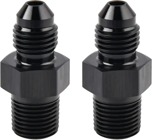Vista 20 de EVIL ENERGY 3AN macho acampanado a 1/4" NPT tubo adaptador de ajuste de 90 grados aluminio negro 2 piezas