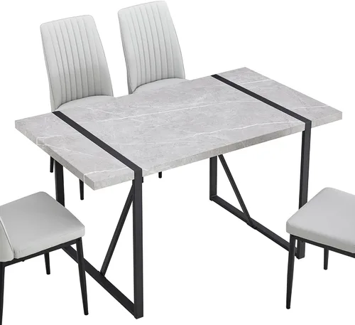 Vista 8 de 55 inch Kitchen Table for 4 People, Rectangular Dinner Table Easy Assembly, (Gray)(ONLY Table) UA736