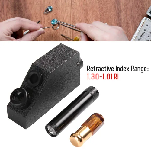 Vista 2 de Refractómetro de gemas, joyería RHG181 1.30-1.81 Refractómetro profesional de gemas de ldentificación con líquido de índice reflectante de 0.1 fl oz