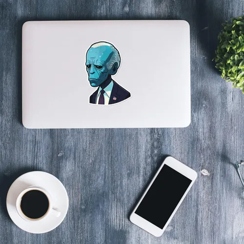 Vista 3 de Biden Alien Bumper Sticker Decoración de automóvil, computadora portátil, botella de agua, pared, ventana, calcomanía de vinilo impermeable