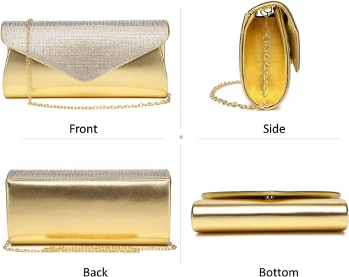Vista 3 de Bolso de mano brillante para mujer, bolso de noche con cristales de estrás, bolso de noche con purpurina brillante para mujer, boda, fiesta, baile