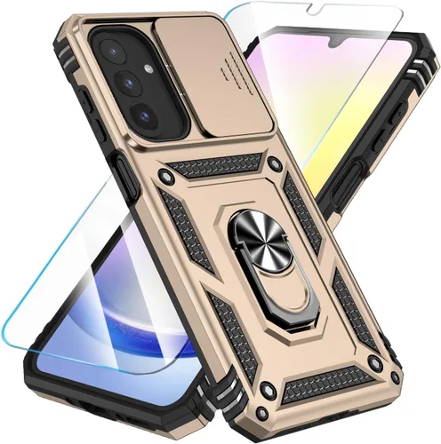 Vista 32 de SunStory Funda compatible con Samsung Galaxy A17 5G con protector de pantalla HD, cubierta de cámara deslizante y soporte de anillo giratorio, a