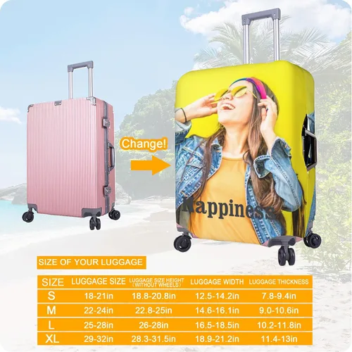 Vista 3 de Funda de equipaje personalizada para maleta, funda personalizada para maleta, añade tu texto fotográfico, logotipo, protector de equipaje de viaje