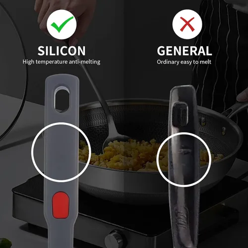 Vista 7 de Juego de espátulas de silicona flexible para utensilios de cocina antiadherentes, silicona de goma, sin BPA, resistente al calor, resistente
