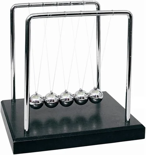 Vista 2 de PowerTRC® Péndulo de bolas de Newton de 7 1/4 pulgadas, base de madera negra