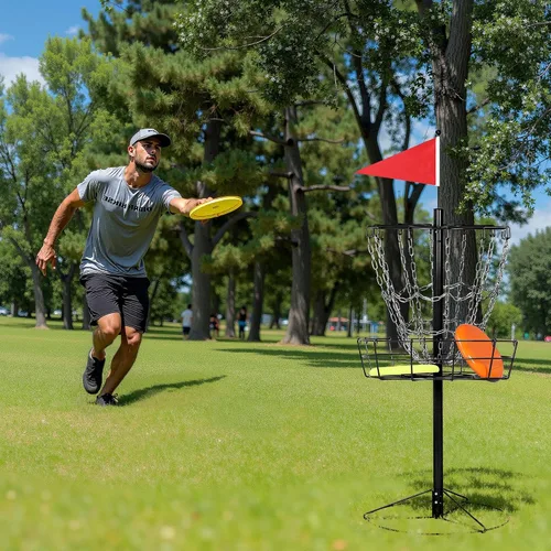 Vista 8 de Yaheetech Cesta de golf de disco portátil para deportes, disco de práctica de 12 cadenas, objetivo de golf, disco de agujero de acero, golfes