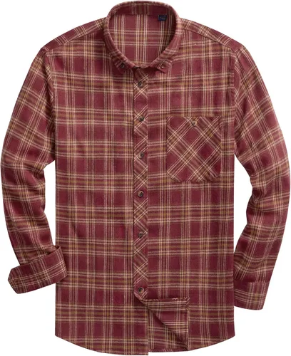 Vista 20 de Lion Nardo Camisas de Franela a Cuadros para Hombre de Manga Larga Camisas de Vestir para Hombre Casuales con Botones Abajo Tallas Grandes