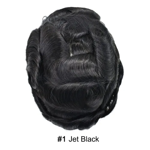 Vista 2 de Tupé para hombres Piezas de cabello humano real para hombres Sistema de reemplazo de cabello para hombres Encaje Toupee Hairpieces para adelgazar