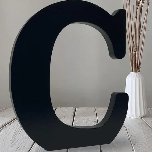 Vista 11 de AOCEAN Letras de madera negra de 12 pulgadas Letras de madera sin terminar para Halloween Letras decorativas de pie Rebanadas Tablero