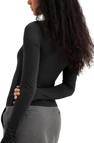 Vista 2 de Tankaneo Camisas de manga larga para mujer, camisetas básicas para salir, corte ajustado, cuello barco, camisetas Y2K