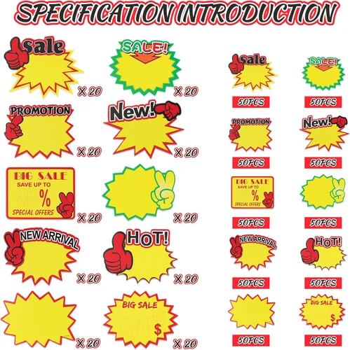 Vista 4 de Cartel Starburst para tienda minorista grande 200pcs amarillo