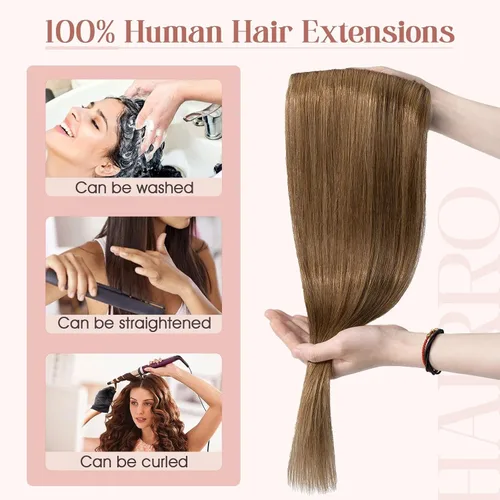 Vista 6 de Hairro Extensiones de cabello humano 100% con clip, extensiones de cabello real lacio, extensiones de trama a máquina para añadir longitud