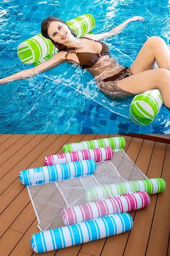 Vista 7 de Paquete de 3 flotadores de agua para adultos, flotadores de piscina multiusos 4 en 1, sillas de piscina flotantes para adultos, hamaca flotante