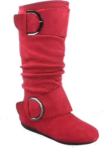 Vista 10 de TOP Moda Bank-81 Botas de mujer con puntera redonda, tacón plano, cierre de cremallera y hebilla, estilo holgado. Negro