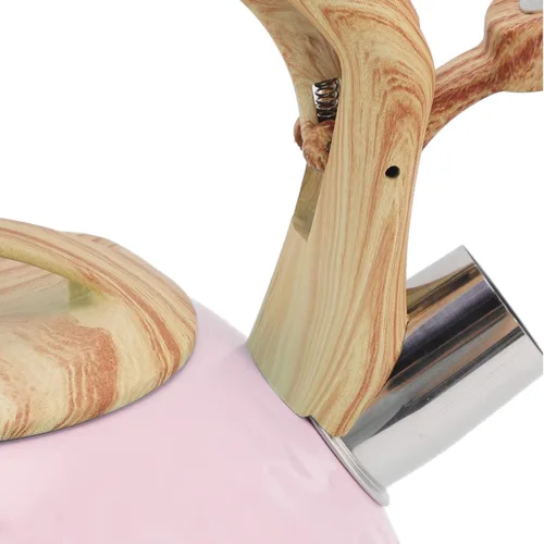 Vista 6 de Hervidor de té, tetera de acero inoxidable de 3 litros, estufa doméstica silbante, tetera versátil para estufa (9.1 in-rosa)