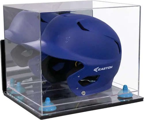 Vista 42 de Better Display Cases Vitrina acrílica para casco de bateo de béisbol con espejo, elevadores rosados, montaje en pared y base de espejo (V22/A012)