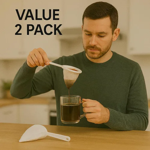 Vista 2 de Paquete de 2 filtros de tela de franela Colador De Cafe, reutilizables, sostenibles y fáciles de usar para una experiencia de café rico y suave