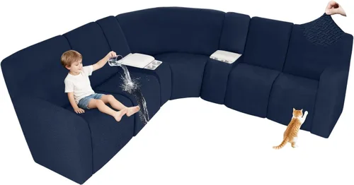 Vista 84 de ALIECOM Fundas 100% impermeables para sofá seccional reclinable, forma de L, elásticas, para esquina, funda para sofá seccional reclinable, lavable