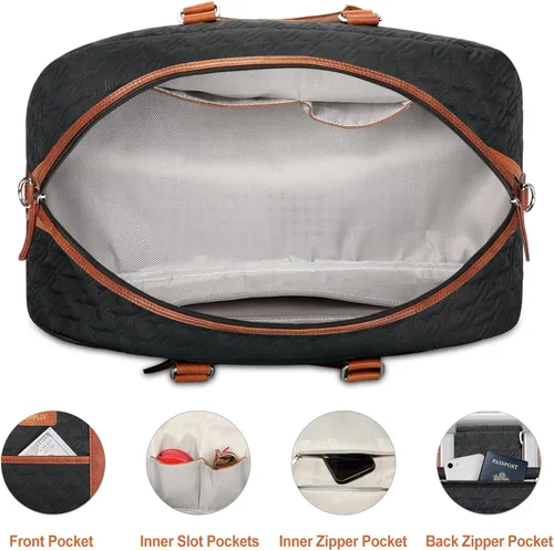 Vista 76 de IBFUN Bolsas de fin de semana para mujer, bolsa grande de lona para viaje, bolsa de viaje con compartimento para zapatos, 21 pulgadas, juego de 3