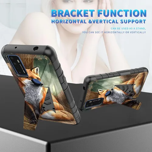 Vista 40 de Funda para AT&T Maestro Max 2021/Cricket Ovation 2 con protector de pantalla de vidrio templado, funda resistente con función atril integrada