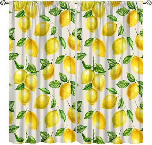 Vista 27 de Cortinas de chef para ventana, juego de 2 paneles para dormitorio y sala de estar, 42 x 45 pulgadas, a cuadros, cortinas temáticas de cocina
