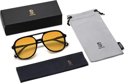 Vista 5 de SOJOS Gafas de sol polarizadas retro cuadradas estilo aviador para mujer y hombre de los años 70 vintage doble puente SJ2174