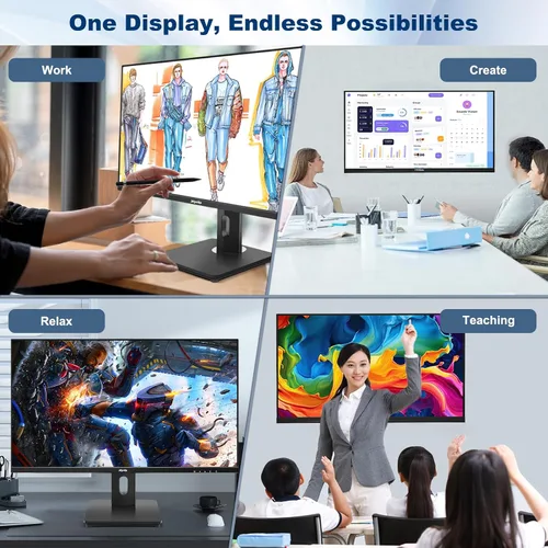Vista 4 de Monitor de pantalla táctil, monitor de pantalla táctil de 27 pulgadas QHD 2560 x 1440 100Hz, monitores de pantalla táctil con 10 puntos táctiles
