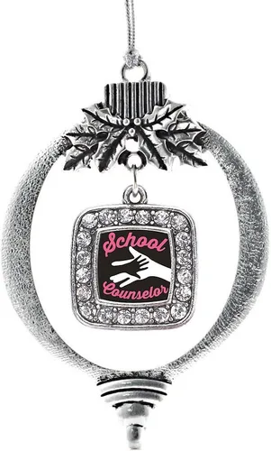 Vista 152 de Inspired Silver - Adorno con dije de reina de rodillo - Adornos navideños cuadrados de plata con joyas de circonita cúbica