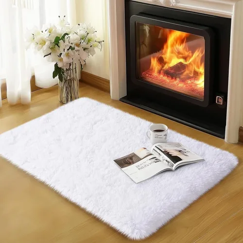 Vista 102 de qulint Alfombra negra para dormitorio, alfombra de área pequeña de 2 x 3 pies para habitación de niños, alfombra suave y mullida para sala de estar
