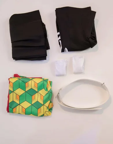 Vista 9 de Miccostumes Conjunto de uniforme de kimono para mujer y falda larga con abrigo y cinturón