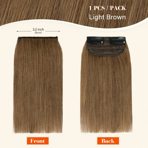 Vista 2 de S-noilite Extensiones de cabello corto con broches, 100% cabello humano real, 2 clips, extensiones con clip para mujeres con cabello delgado, añade