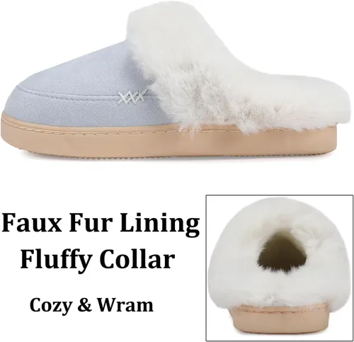 Vista 4 de NineCiFun - Pantuflas de casa de gamuza, unisex, mullidas, con forro de piel sintética, para interiores y exteriores, con suela de goma