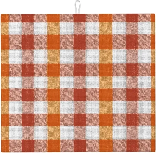 Vista 10 de Tapete de secado de platos de hojas de otoño para encimeras de 18 x 16 pulgadas, almohadilla protectora para escurridor de platos con lazo